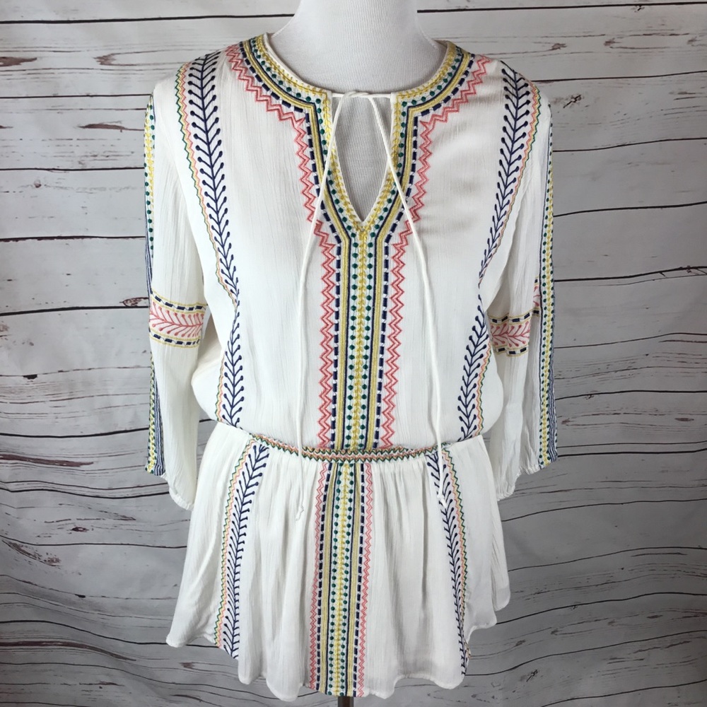 NWT Chelsea & Theodore Boho Chic Top Petite L Lightweight Summer‎
